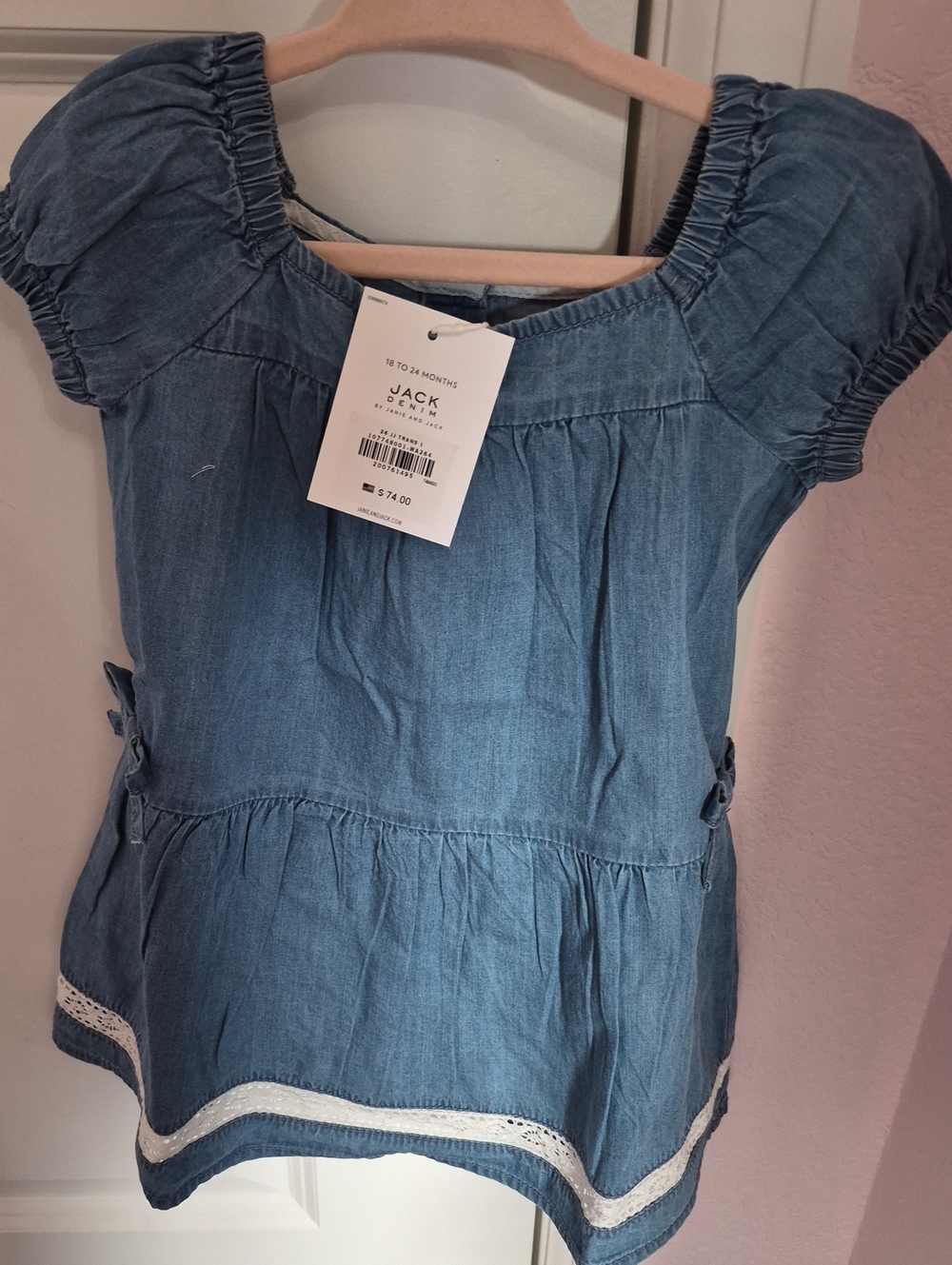 Janie and Jack Light Blue Chambray Puff-Sleeve Tunic